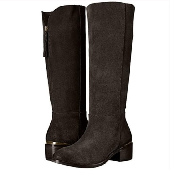 NEW Naughty Monkey Stride Riding Knee High Boots in Black Suede - Picture 1 of 12